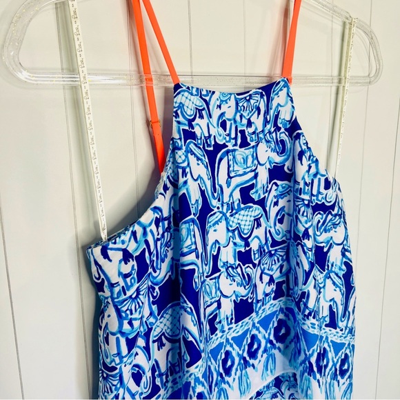 Lilly Pulitzer Celyn Blue Elephant Romper Vacay Travel Resort - Picture 2 of 8